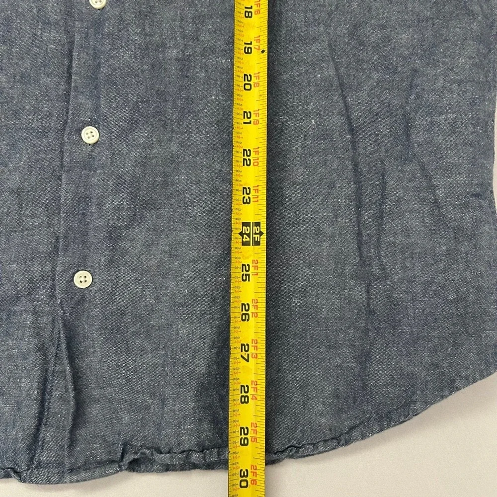 Banana Republic Shirt Mens XL Blue Linen Blend Slim Fit Button Down Chambray